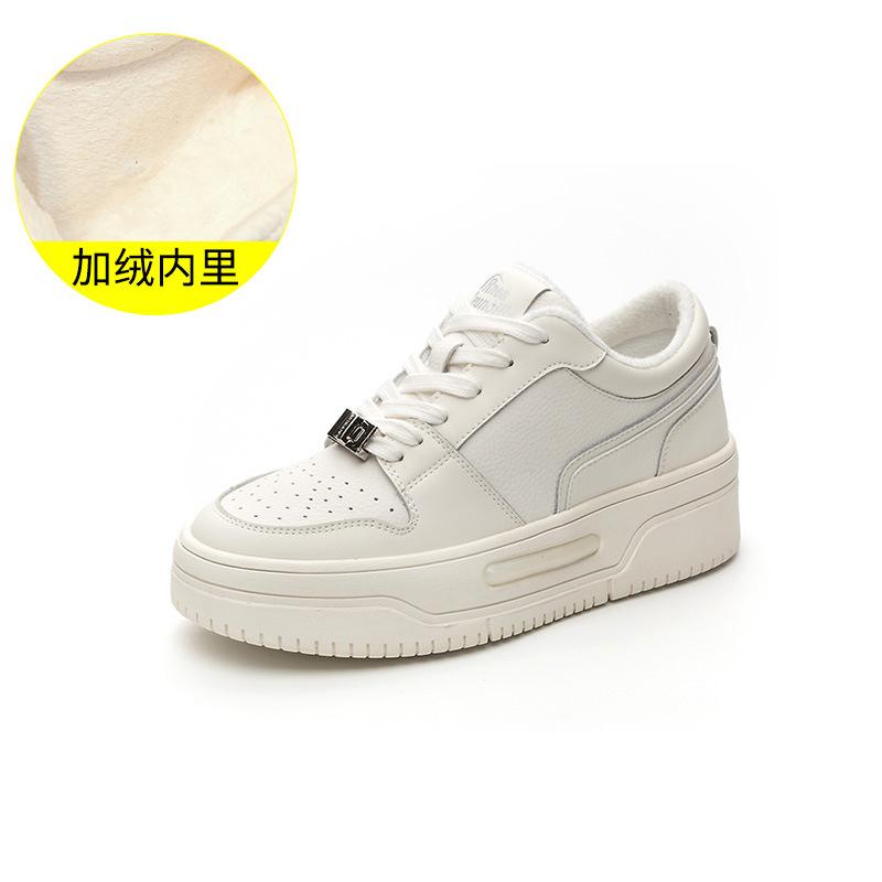 Round head color matching board shoes for women's 2025 spring new thick-soled leather little white shoes breathable and versatile casual shoes single