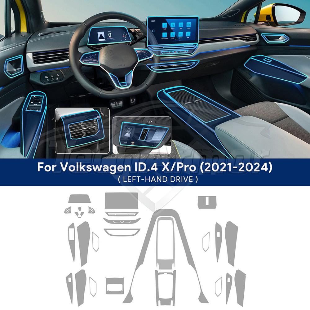 Car Interior TPU Protective Anti-scratch Film For VW ID.4 ID4 Crozz GTX X Pro -2024 Auto Protective Transparent Sticker Trim