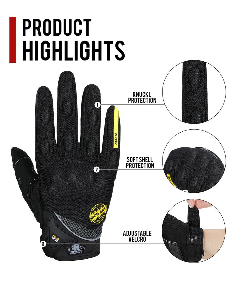 Summer Motorcycle Touchscreen Motorcycle Unisex Gloves, Mesh, Breathable, Protective, Compatible, Gloves, Racing, Off-Road, Anti-Slip, Shockproof,