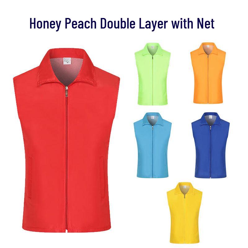 Custom Red Volunteer Vest with Printed Logo for Public Welfare and Events