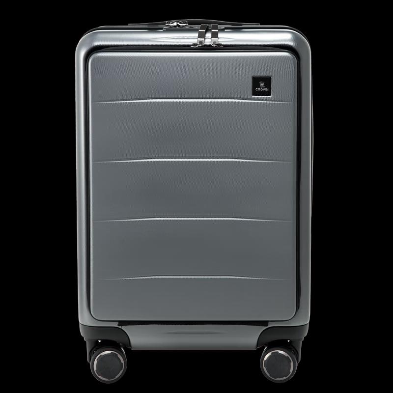 CROWN Stylish 20-inch Front Pocket Hardside Suitcase 20 inches