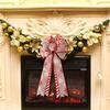 40*24cm Double Layer Large Christmas Bow Christmas Tree Topper Bow with Glitter Gold Edge Decor for Xmas Door MapleLeaf Bow Deco