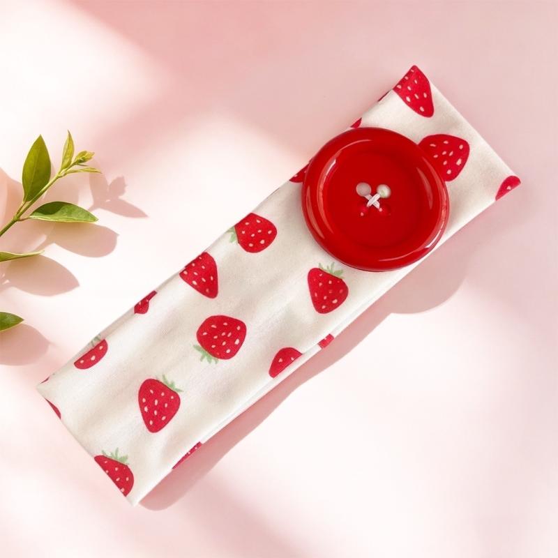 Retro Ins Style Cute Print Button Headband Women Y2K Sweet Cool Hair Accessories Cute Sweet Dating Hair Band