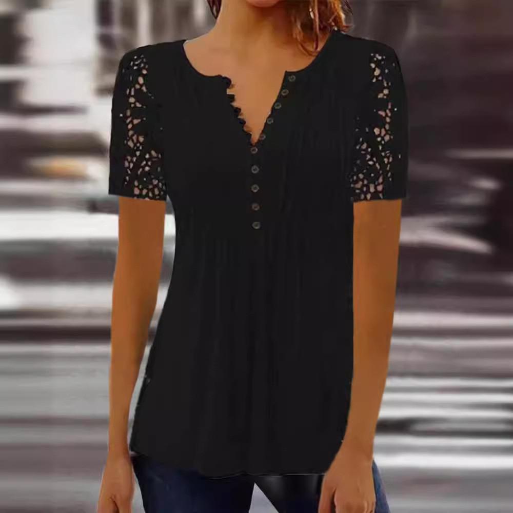 Princess Style T Shirt With 3d Floral Pattern And V Neck For Spring Casual Wear