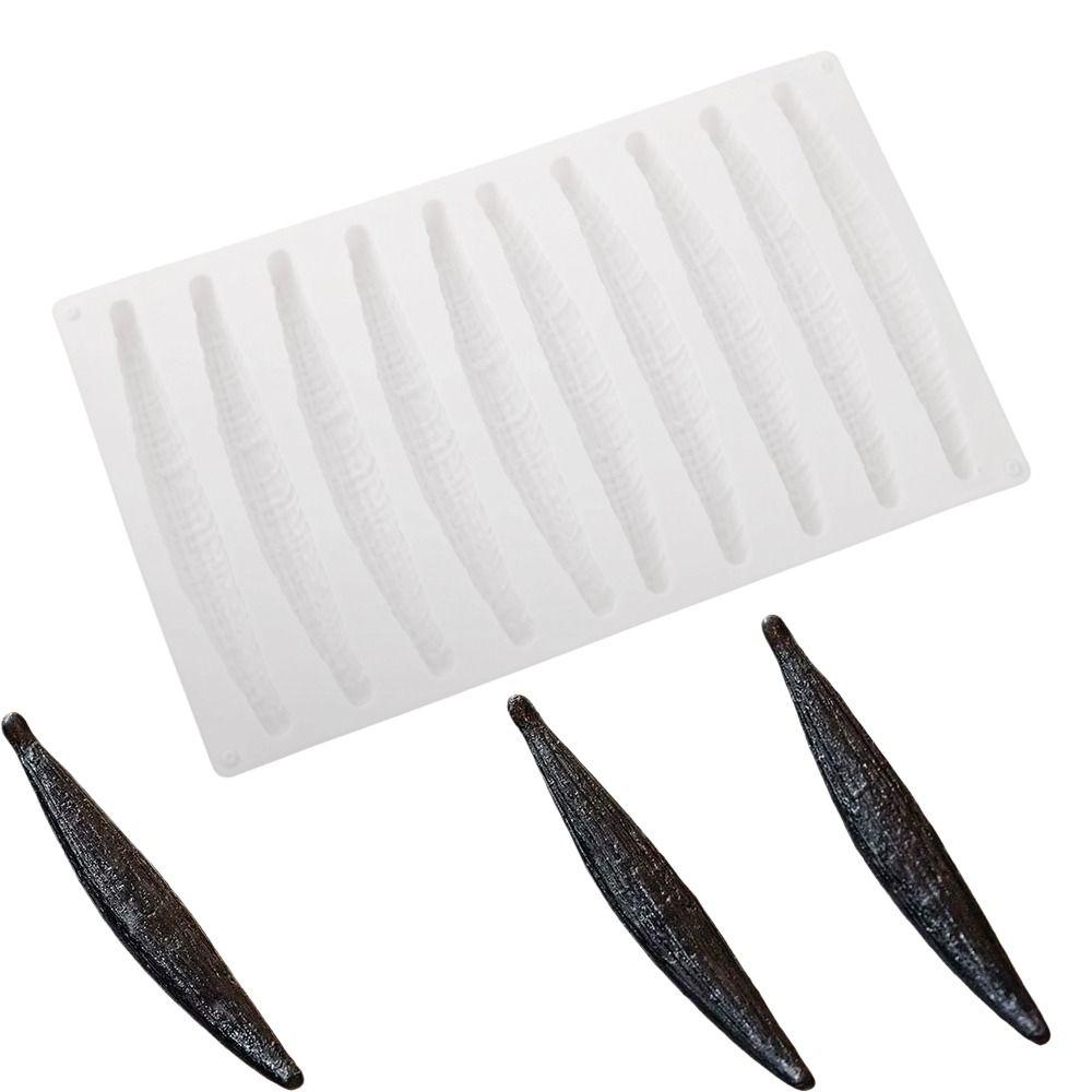 10-Cell Design Vanilla Pod Mold Food Grade Silicone Non-Stick Chocolate Mold Heat Resistant Flexible Ladyfingers Mold