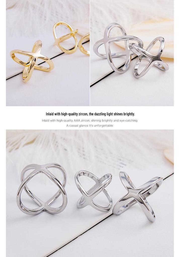 High-End Dual-Use Copper X-Shaped Silk Scarf Ring for Women