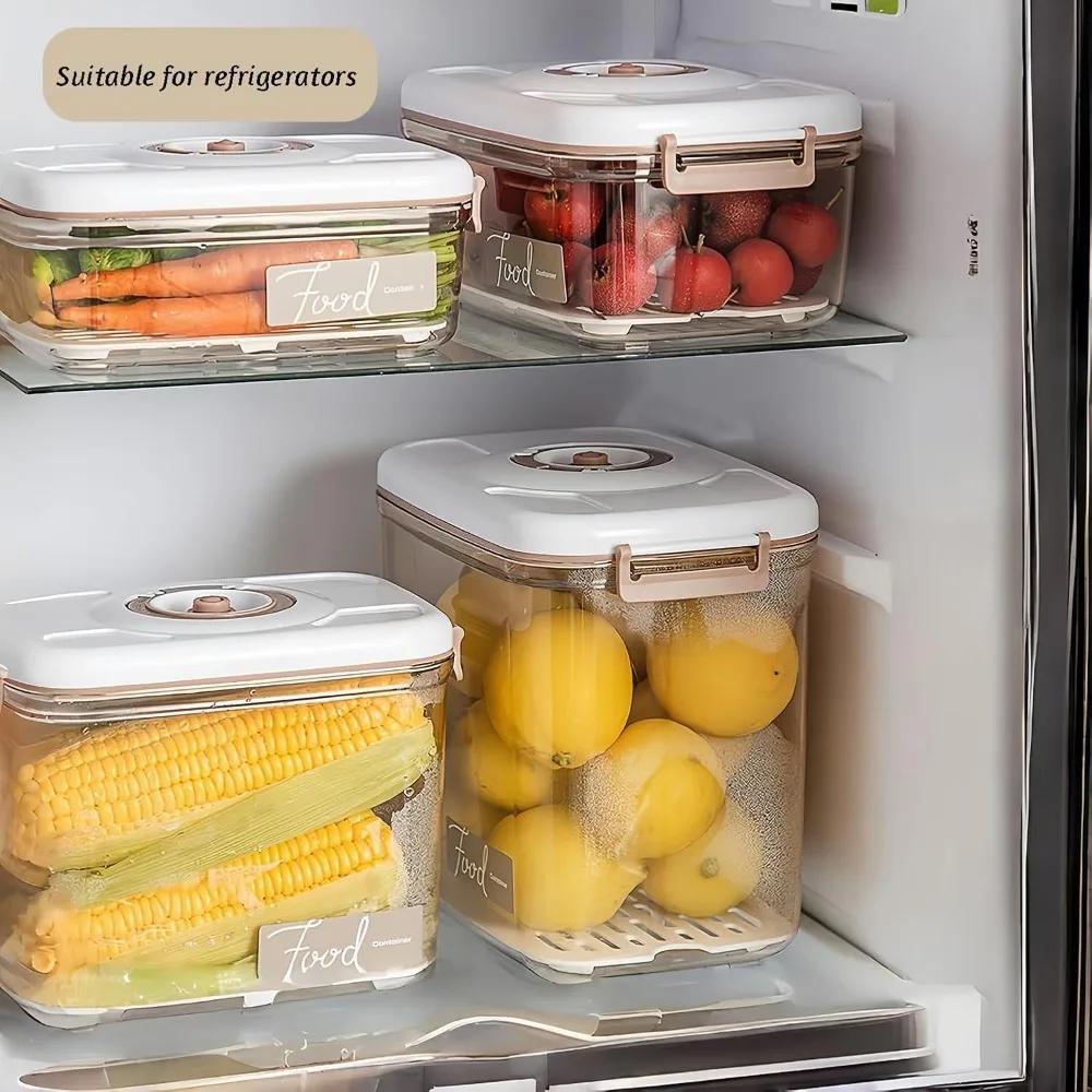 Food Vacuum Storage Box Airtight Container - Reusable Kitchen Storage Box with Drain Net and Vacuum Pump To Keep Food Fresh