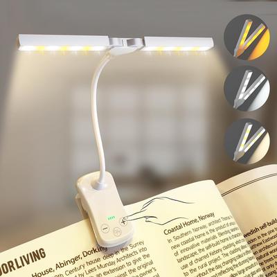 14 LED Lampka do książki z klipsem 3 kolory 8 poziomów jasności Ładowana przez USB Lampka nocna Przenośna lampka do czytania Lampka do książki