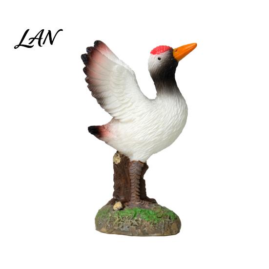 Outdoor Felsenlandschaft Dekoration Harz Rotkronen-Vogel Figuren, Realistische Statuen mit Felsbasis, Mini Landschaftstier Ornamente für Tee