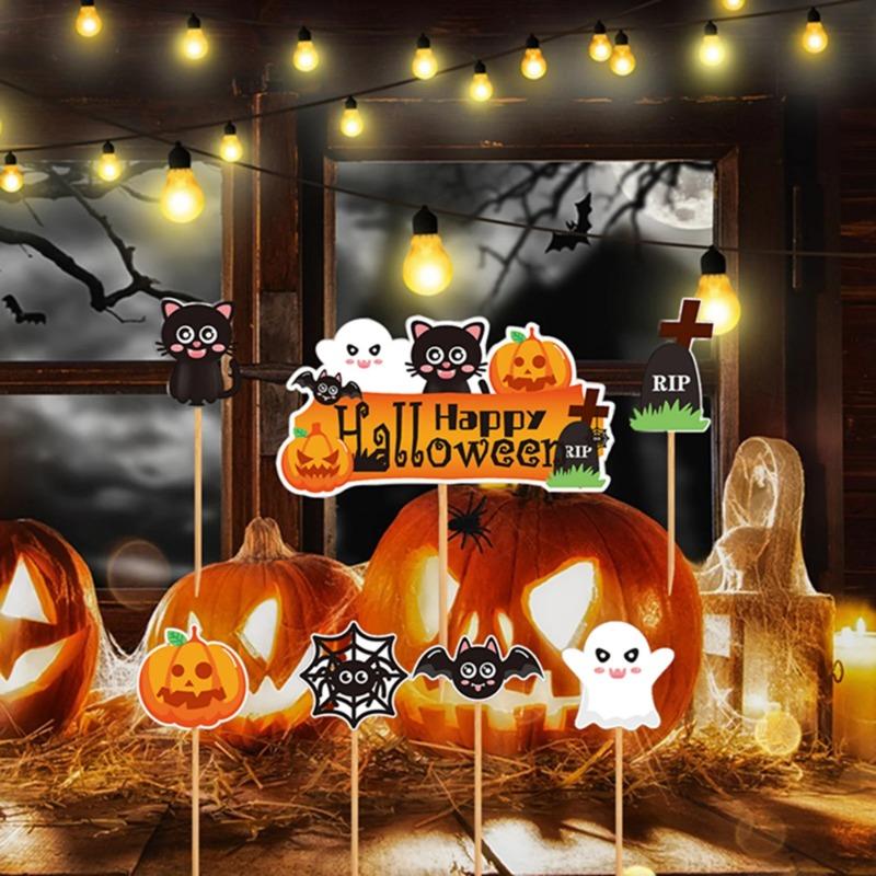 Mini Chalkboard and Assorted Party Cake Toppers Set Reusable Blackboard Picks for Wedding Birthday Halloween  Party Supplies