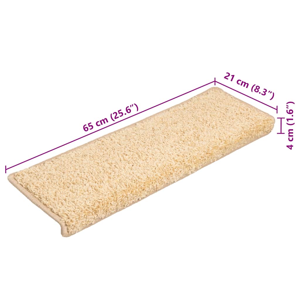 Step Mats 10 pcs. 65 x 21 x 4 cm Cream Rectangular Edge