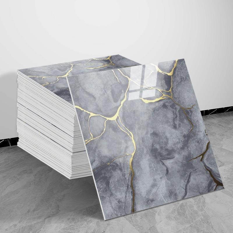 Gold Studded Collage Imitate Tile Wall Stickers for Kitchen Backsplash Bathroom and Living Room Decor Self Adhesive Foam Sticker