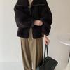 Women's Lambswool Coat: Autumn Winter 2025 New Loose Slimming Casual Plus Velvet Thickened Leather-Fur Integrated Top