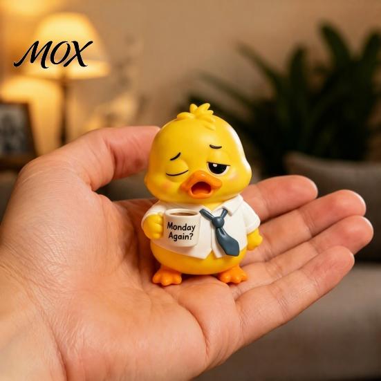 Charming Duck Ornament for Shelf Emotional Support Figurine, Resin Yellow Ornament, Cute Statue Home Office Desk Decor Living Room Decoration