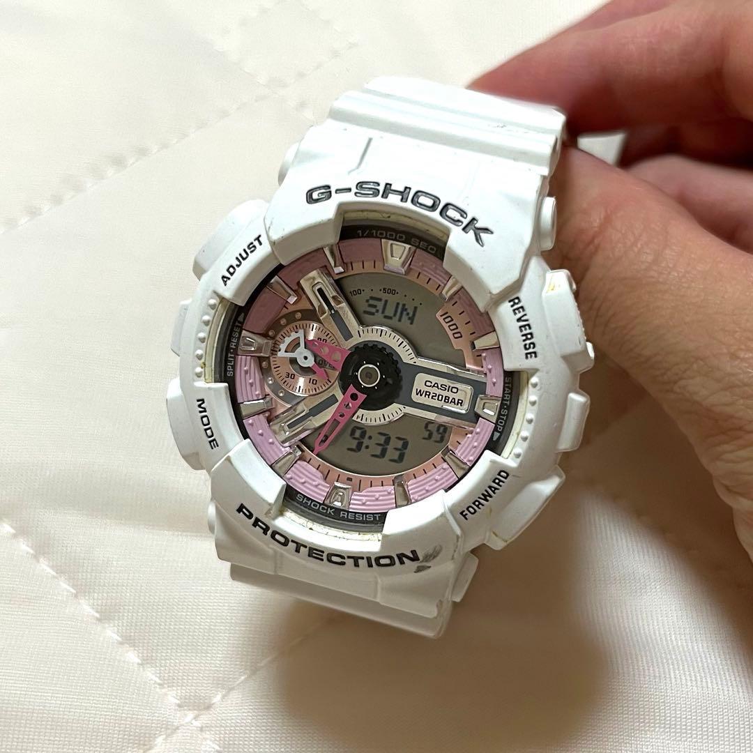 Used CASIO G-SHOCK white pink watch body