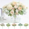 Lifelike 7 Heads Artificial Fake Silk Flowers Rose Peony Bunch Ideal For Wedding Decor