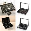 Leather Jewelry Box With Glass Cover For Necklaces Rings Earrings Bracelets Storage