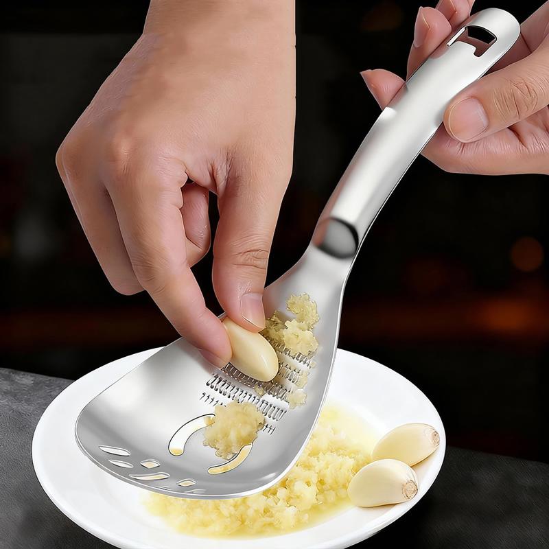 Multifunktionales Küchenutensil aus Edelstahl zum Kochen Knoblauch Ingwer Gemüse Reibe Mahler Löffel Küchenzubehör
