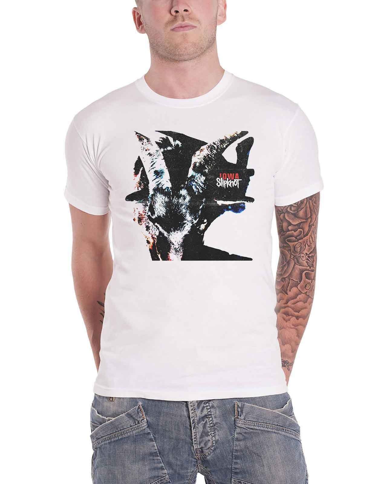 New Slipknot T Shirt Iowa Goat Shadow Band Logo Official Mens White S