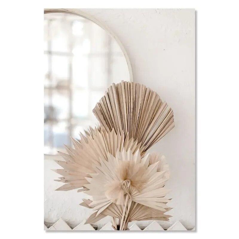 Beige Pampas Canvas Poster Shell Reed Leaf Modern Wall Art Prints Dried Flowers Print Pictures Nordic Posters Living Room Decor