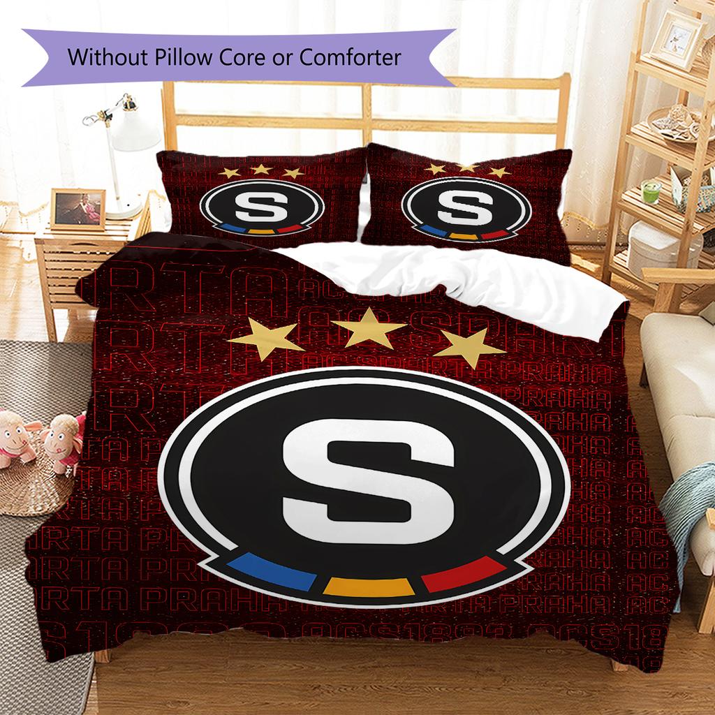 AC Sparta Praha Pattern Bedding,Quilt Set Quilt Cover Pillowcase Home Birthday Gift (1 * Duvet Cover + 2 * Pillowcase, Without Core)