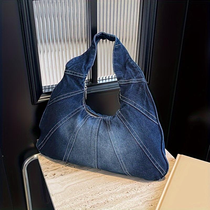 Trendy Denim Shoulder Bag All-Match Classic Niche Design Underarm Bag For Women Daily Use Shopping Bag