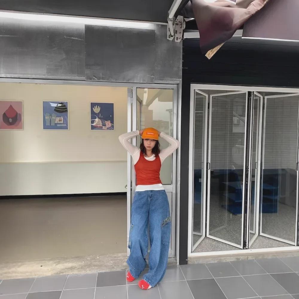 Men's Retro Leopard Patchwork Wide-Leg Jeans - Washed Scimitar Design, Spring/Autumn Style