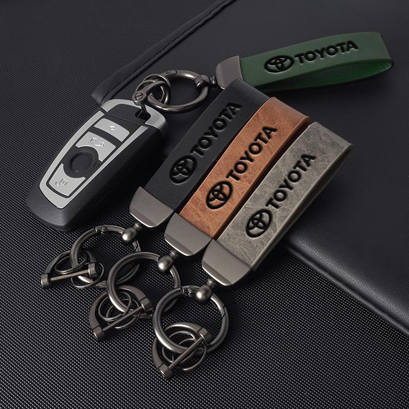 Leather Car Key Ring Keychain for Toyota Rav4 Prado Corolla CHR Avalon Highlander Tacoma Hilux Previa Avensis Camry Land Cruiser