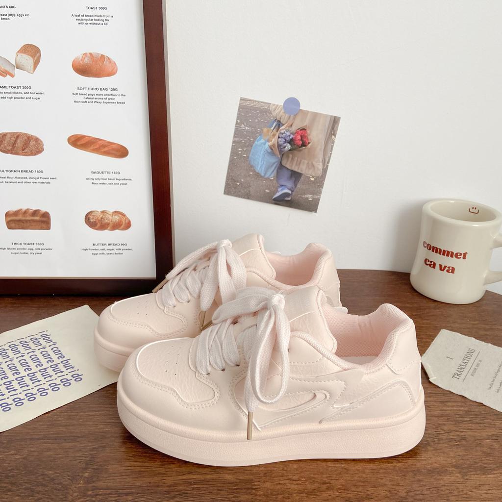 Thick Baseplate Shoes Women's Spring Versatile Round Head Breathable Casual Sports Shoes Women's Shoes