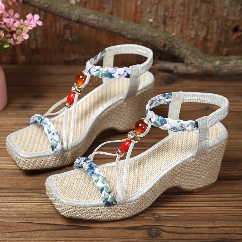 New Plus-size Women s Shoes with Wedge Heels Elastic High Heels and Sandals 35 1978₽