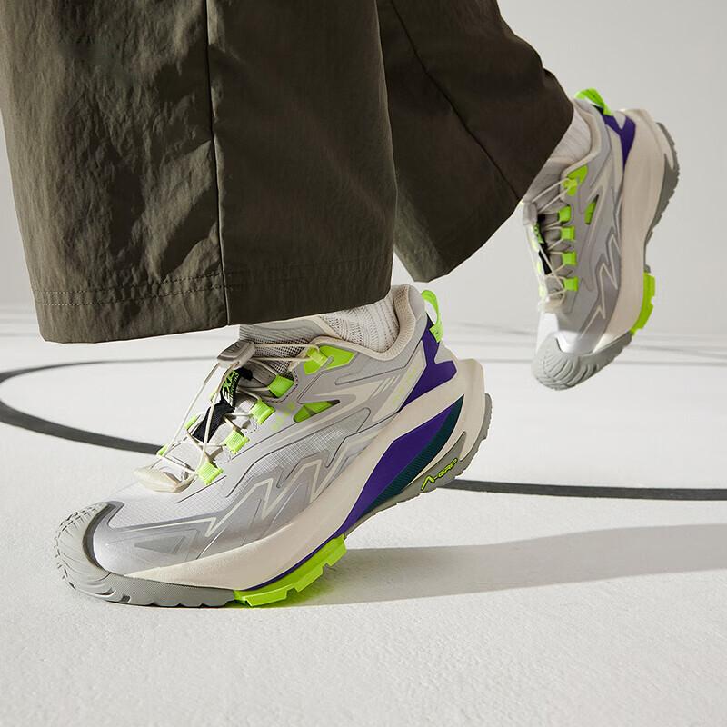 Anta Explore Mountain Comfortable Breathable Shock Absorbing Wear Resistant Low Top Hiking Shoes Women Hiking Shoes Gray Purple Green 122435502-3