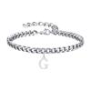 Mens Initials Cuban Links Bracelets,Stainless Steel A-Z 26 Letters Alphabet Charm Chain Wristband Adjustable,Casual Jewelry Gift