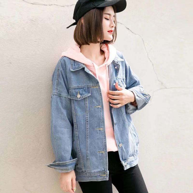 Extra Large Size Women's Denim Jacket Women's Korean Version Loose Student  Jean Jackets Top L-5XL