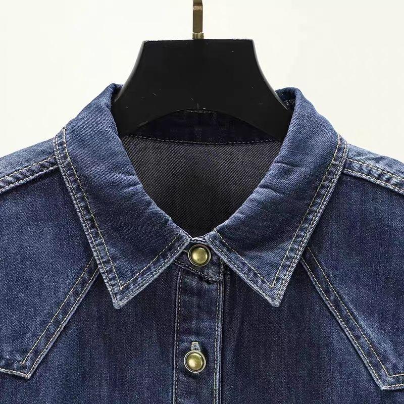 Women's Fleece-Lined Denim Shirt Autumn Winter Loose Casual Thickened Denim Shirt