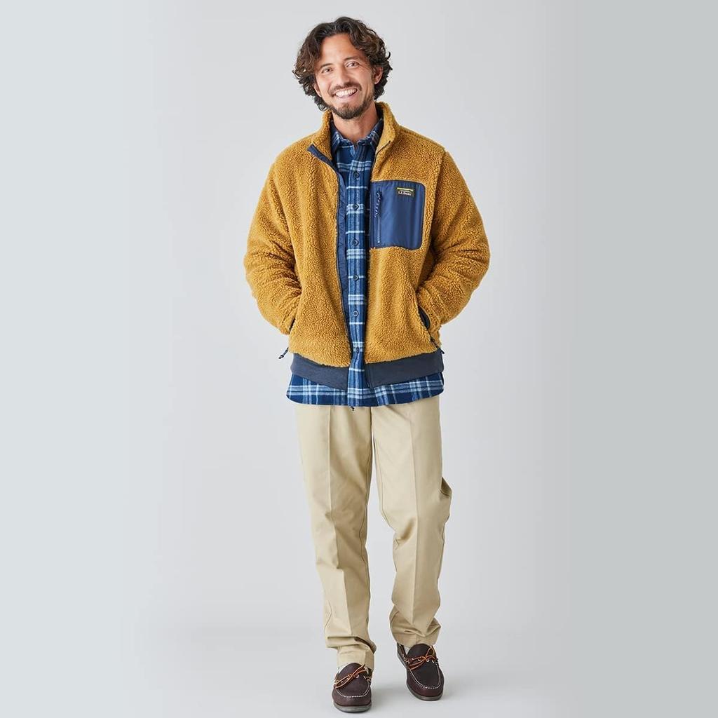 Beans Sherpa Fleece US 1000136560 L.L.Bean Men's Jacket, Fit, Regular, M, Soapstone/Forest Shade, Multicolor,