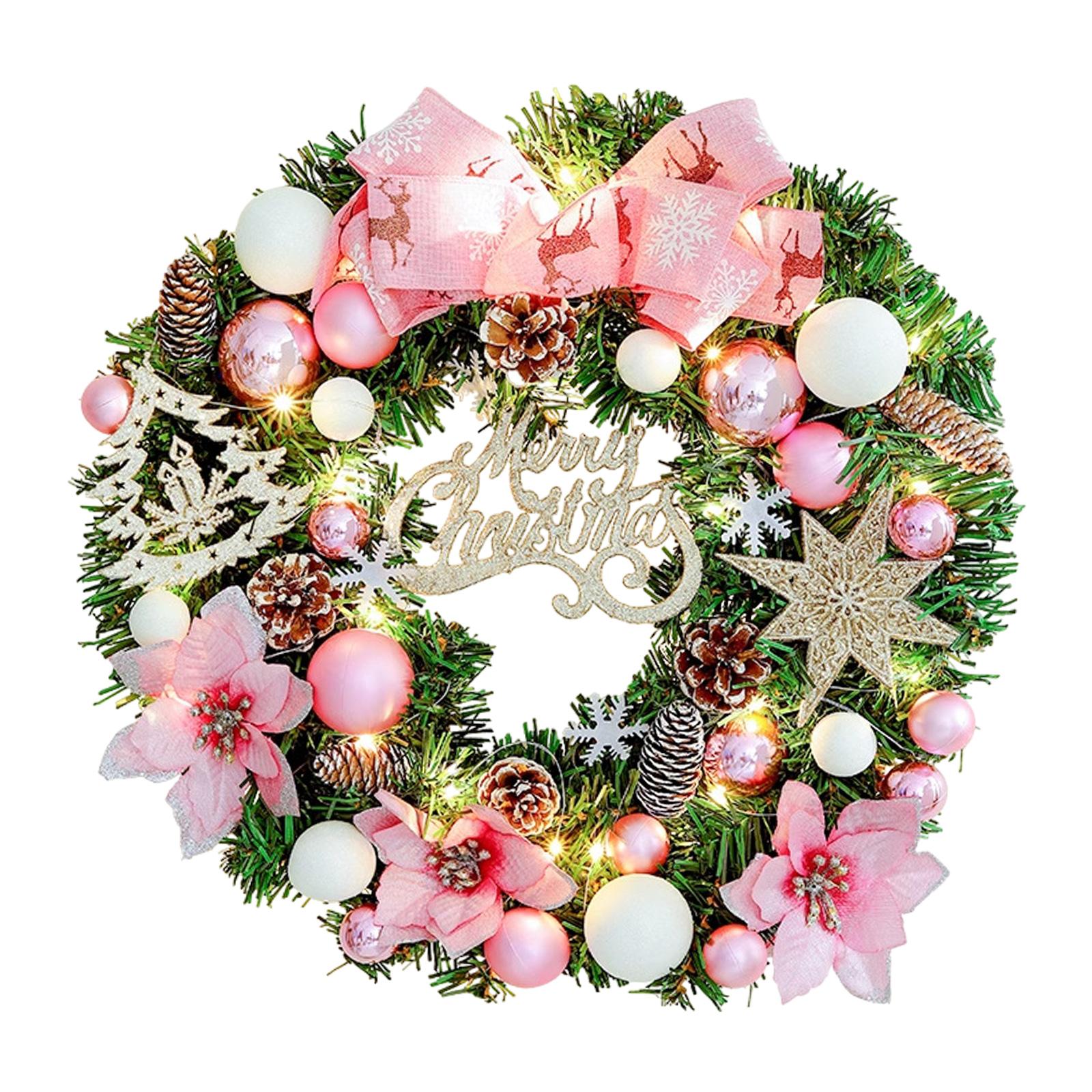 

Light up Christmas Wreath Prop Artificial Wreath for Fireplace Door Wall