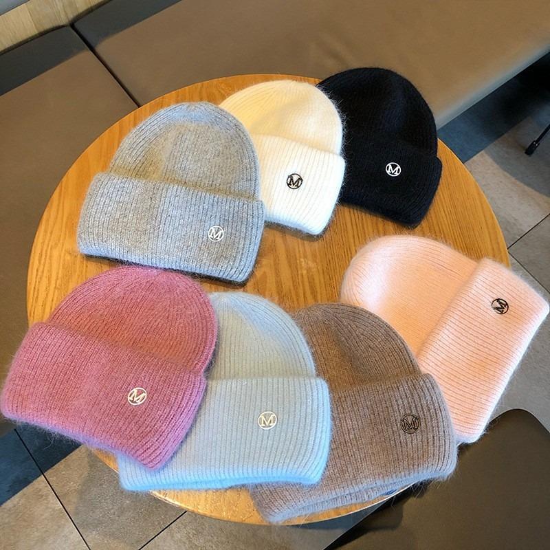 New Hat Winter Letter Wool Hat Women's Autumn and Winter Versatile Thickened Thermal Hat Ear Protector Knitted Hat