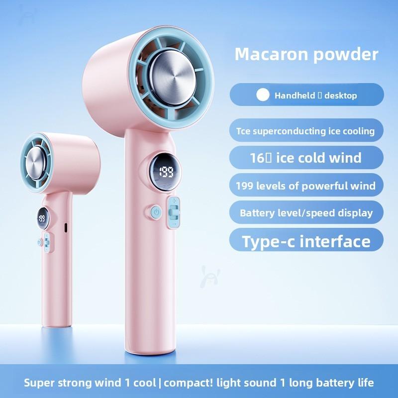 Handheld Ice Cooling Fan With Type C Rechargeable And Adjustable Speed For Outdoor Use