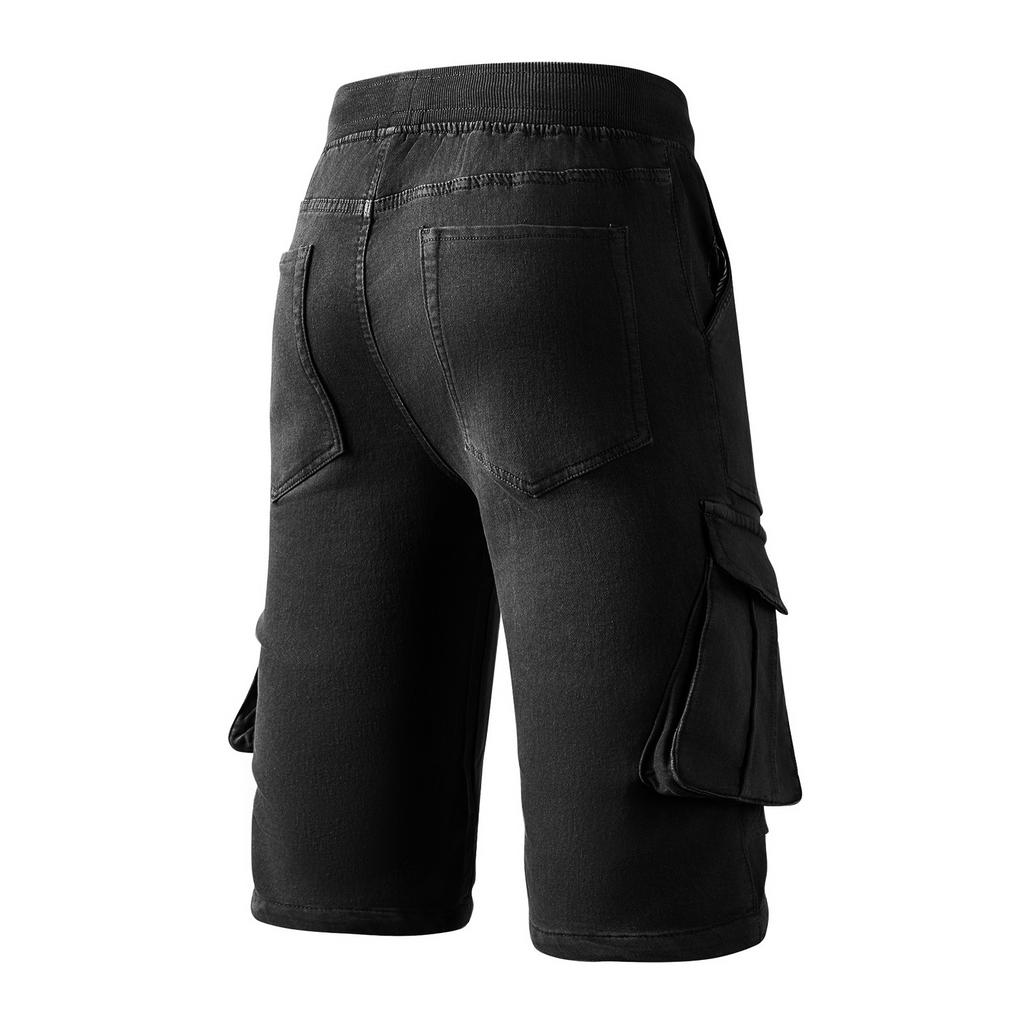 Pánské letní jednobarevné ležérní sportovní prodyšné šortky s více kapsami a rychleschnoucí