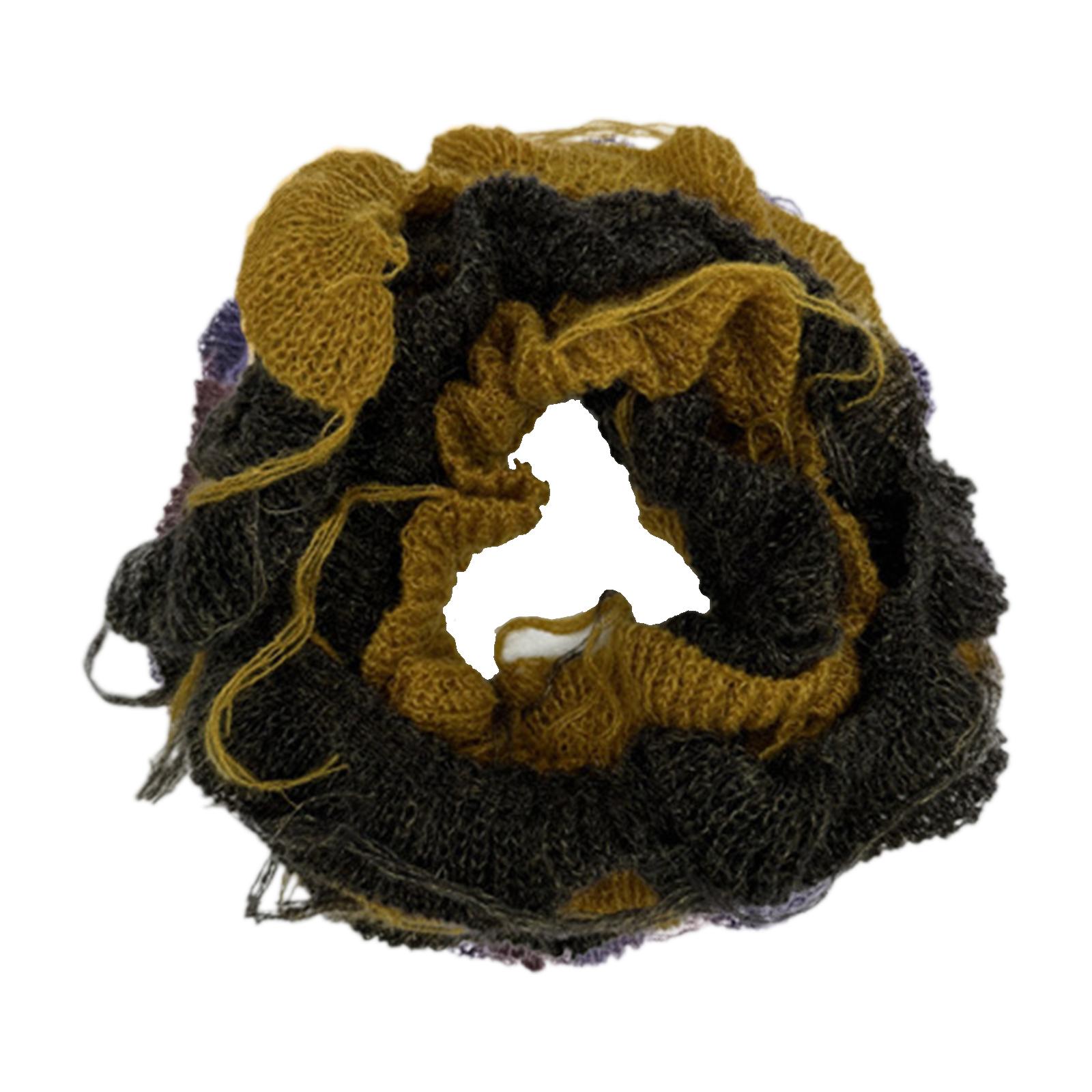 2000s Coiled Scarf for Teens Girl Women Fashion Neck Warmer Travel Neck Wrap Soft Knitted Long Scarf Ruffle Edge Scarves