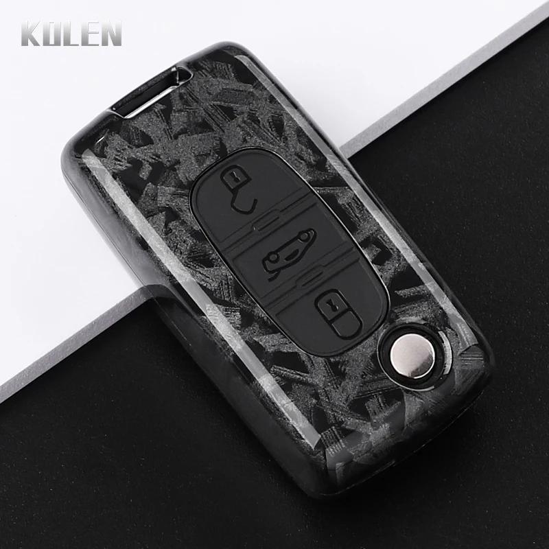 

2 3 Buttons Carbon Fiber Car Key Case Cover Fob For Peugeot 107 207 307 308 407 607 3008 5008 For Citroen Xsara Picasso C5 C6 C8