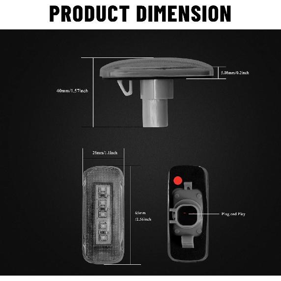 BASIKER 5LED Side Marker LED Lights For 2010-2018 Dodge Ram 2500 HD 3500 4500 5500 Heavy Duty Dually Trucks Rear Wheel Bed Fender (2X Amber 2X Red