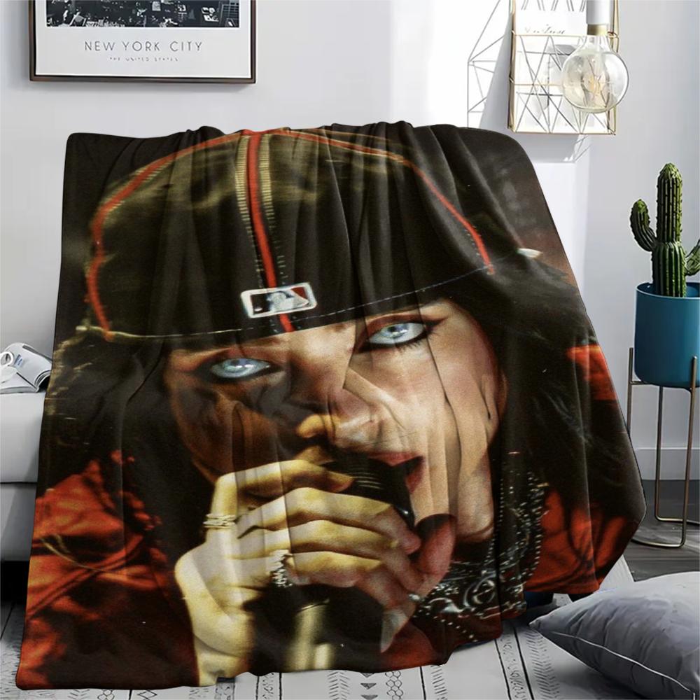 1 Stück Billie Eilish Aufdruck Flanelldecke, Hohe Qualität, Bequem für alle Jahreszeiten, Heimdekoration, Wärme und Komfort, Perfekt für Weihnachtsgeschenke