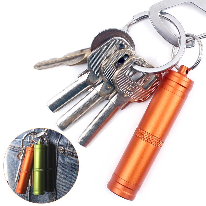 Compact Waterproof Aluminum Pill Bottle Keychain for Outdoor First Aid Tablets