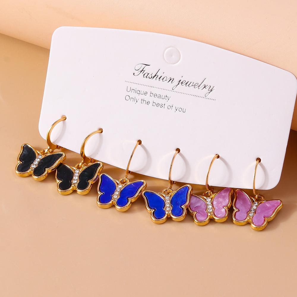 3pairs Cute Butterfly Earrings for Women Girls Dangle Earrings Party Jewelry Gifts