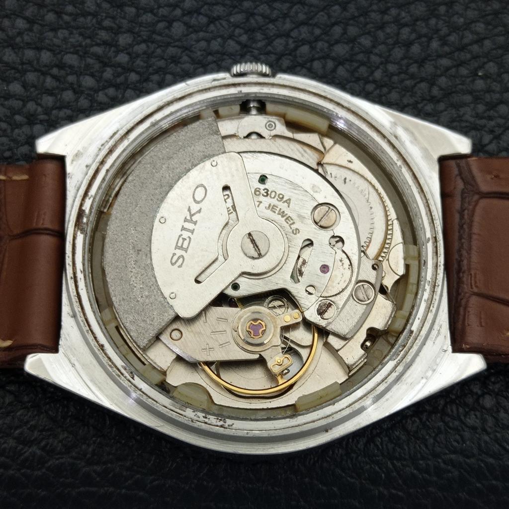 AUTOMATIC VINTAGE SEIKO 5 JAPAN 6309A MENS ARABIC RED COLOR DIAL WATCH a701280-5 R206a-a701280