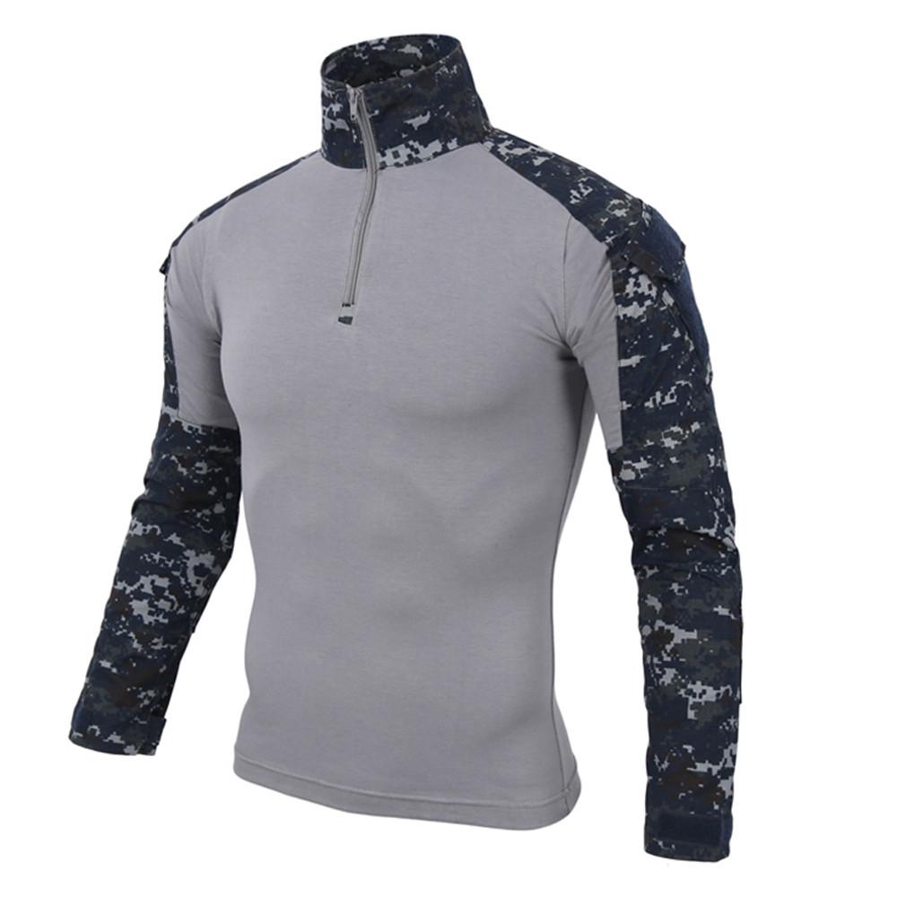 Bărbați Tactics Camuflaj cu mânecă lungă Beefy Muscle Basic Solid Bluză Tricou Top