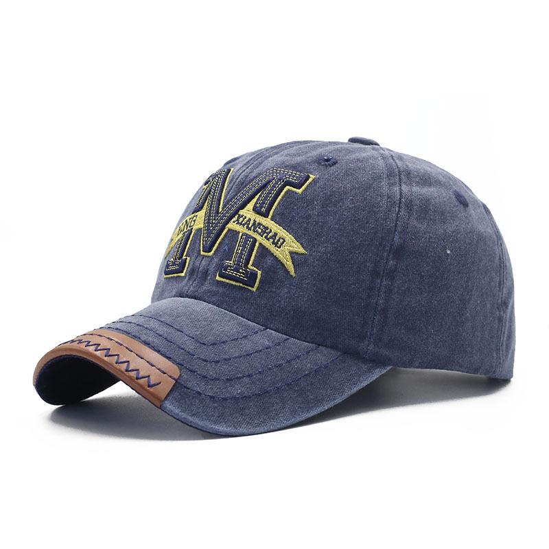 Washed and old M large embroidered baseball cap men's and women's four-season cowboy hat classic embroidery simple cap