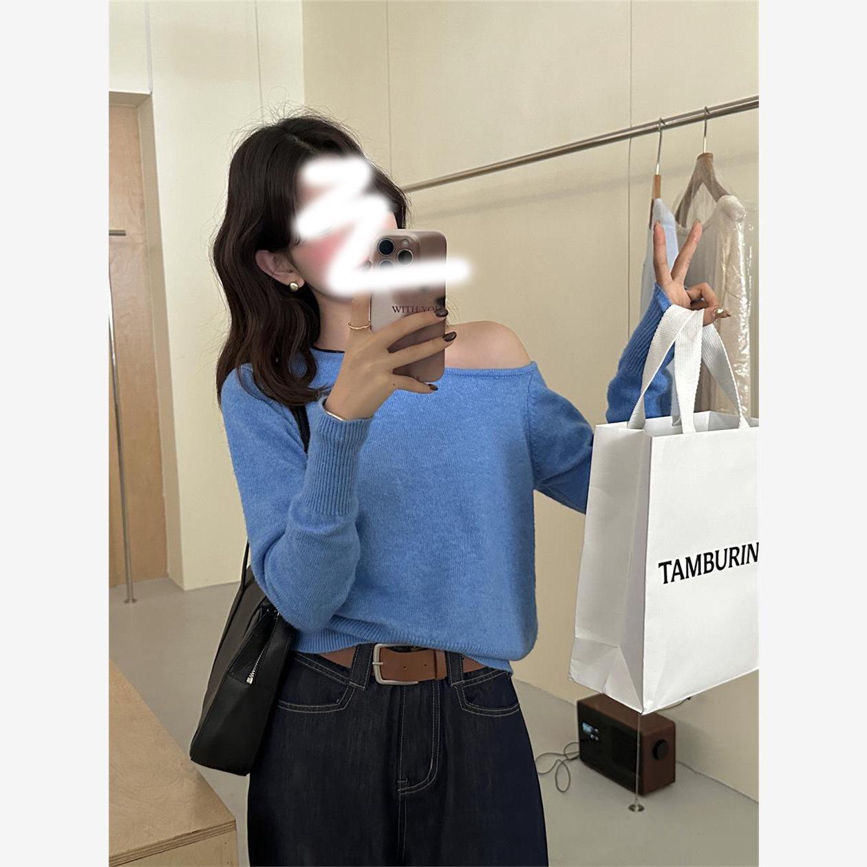 

Женский розовый трикотажный топ с открытыми плечами: Корейская коллекция весна 2025 Medium