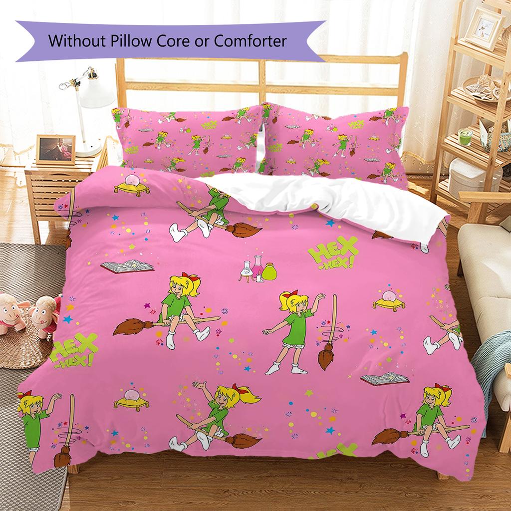 Bibi and Tina Pattern Bedding,Quilt Set Quilt Cover Pillowcase Home Birthday Gift (1 * Duvet Cover + 2 * Pillowcase, Without Core)